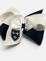 Wee Ones KING Two Tone Bow Navy White with Emb Shield