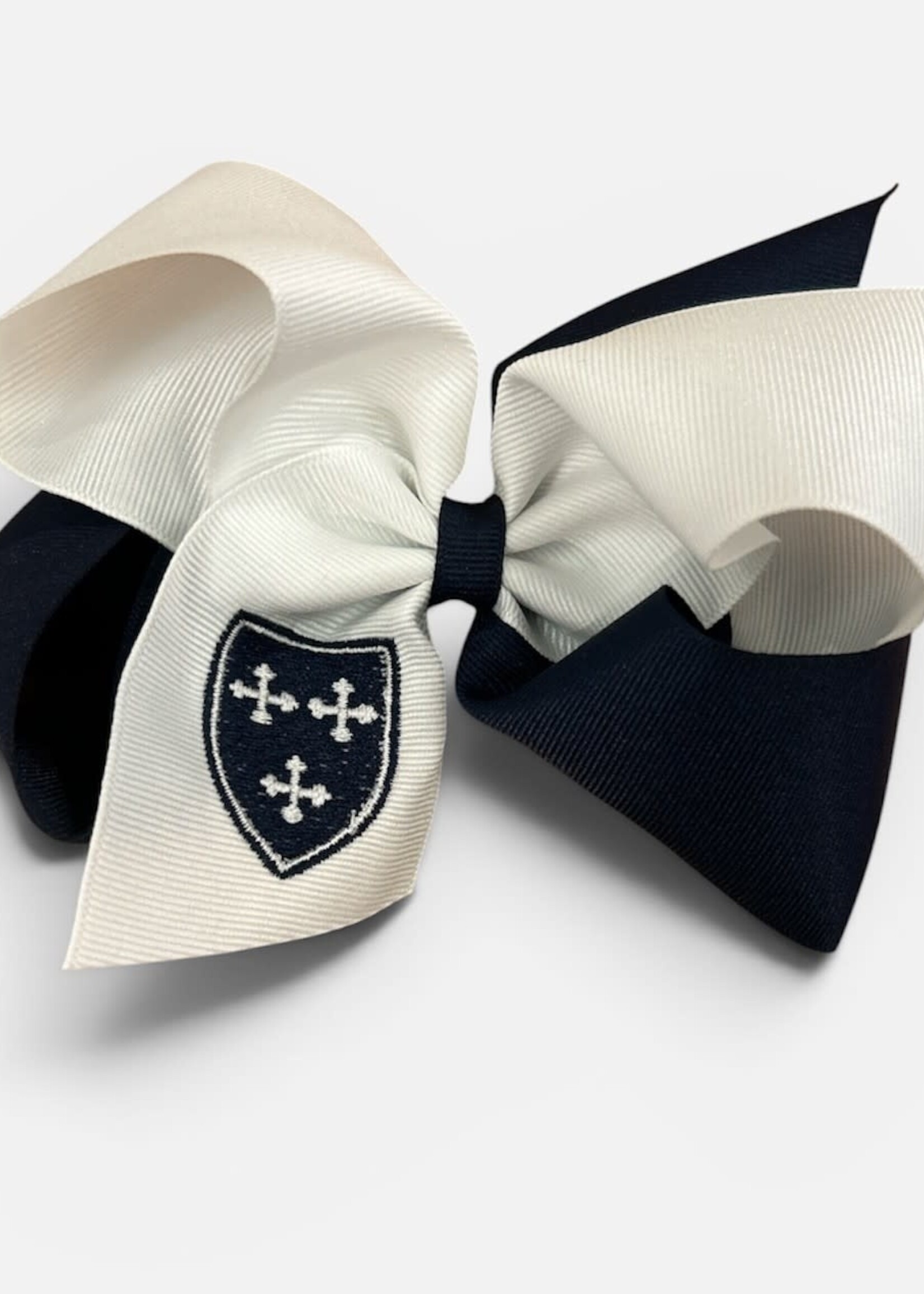 Wee Ones KING Two Tone Bow Navy White with Emb Shield