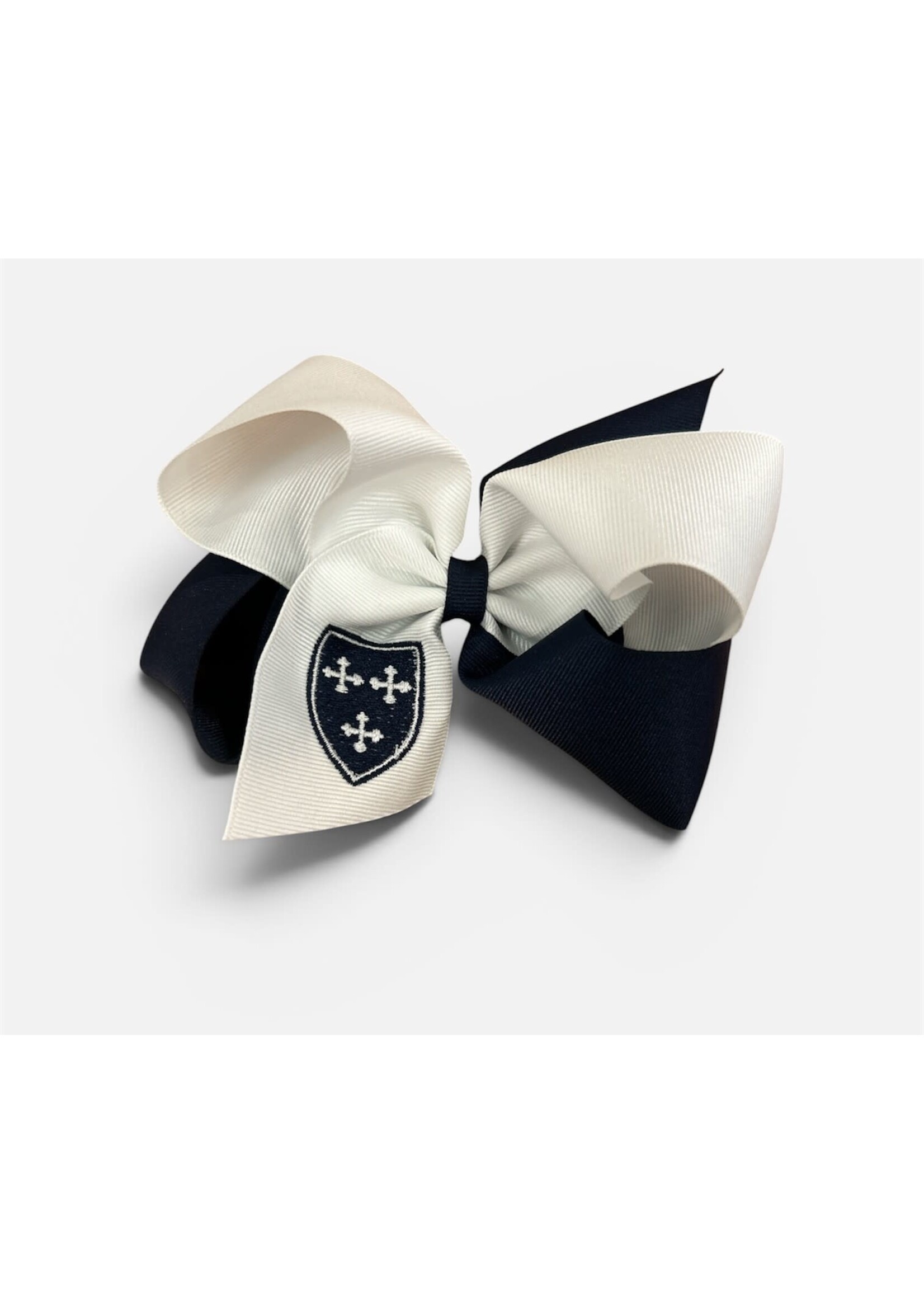 Wee Ones KING Two Tone Bow Navy White with Emb Shield