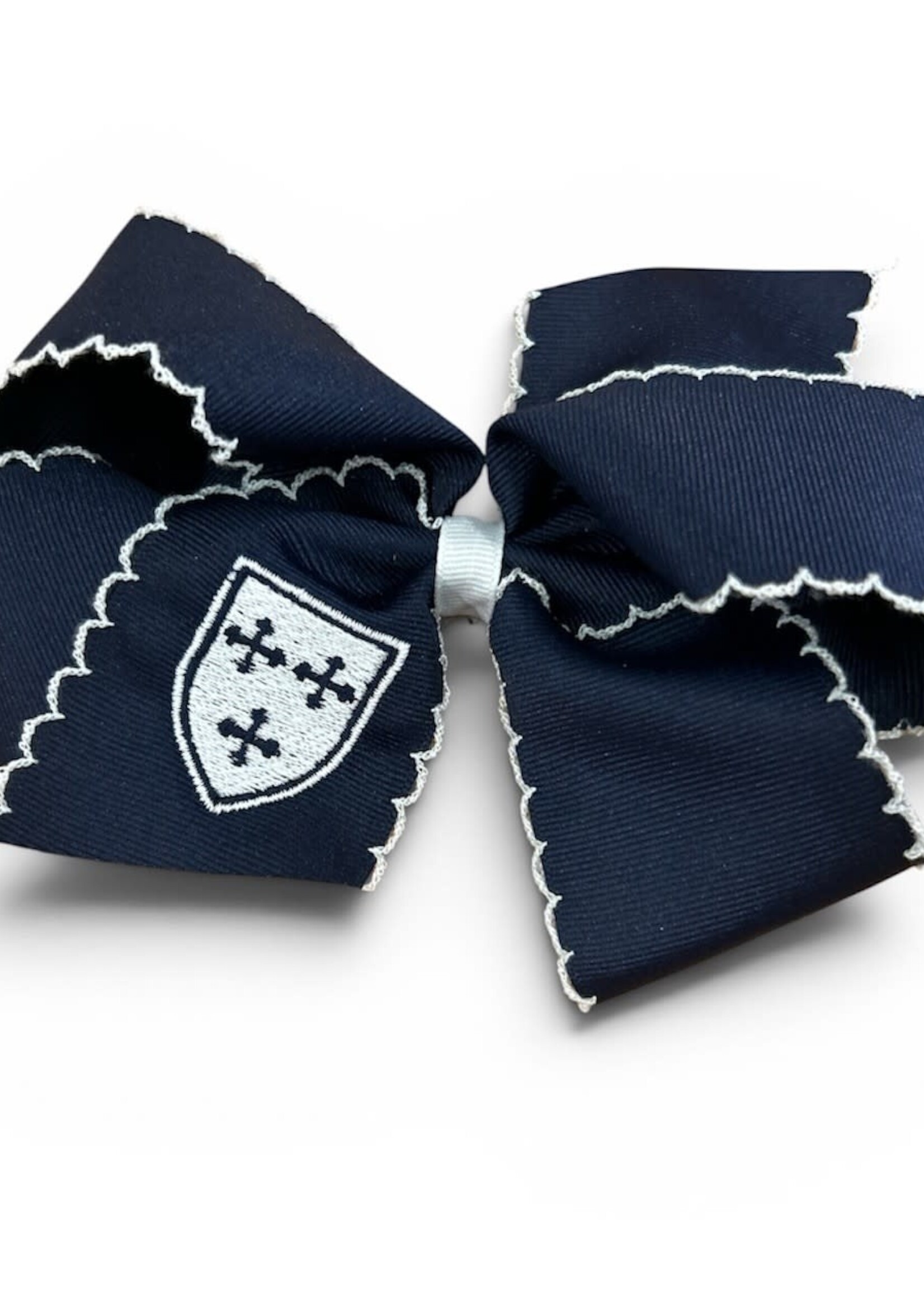 Wee Ones KING Emb Moonstitch Bow Navy with Shield