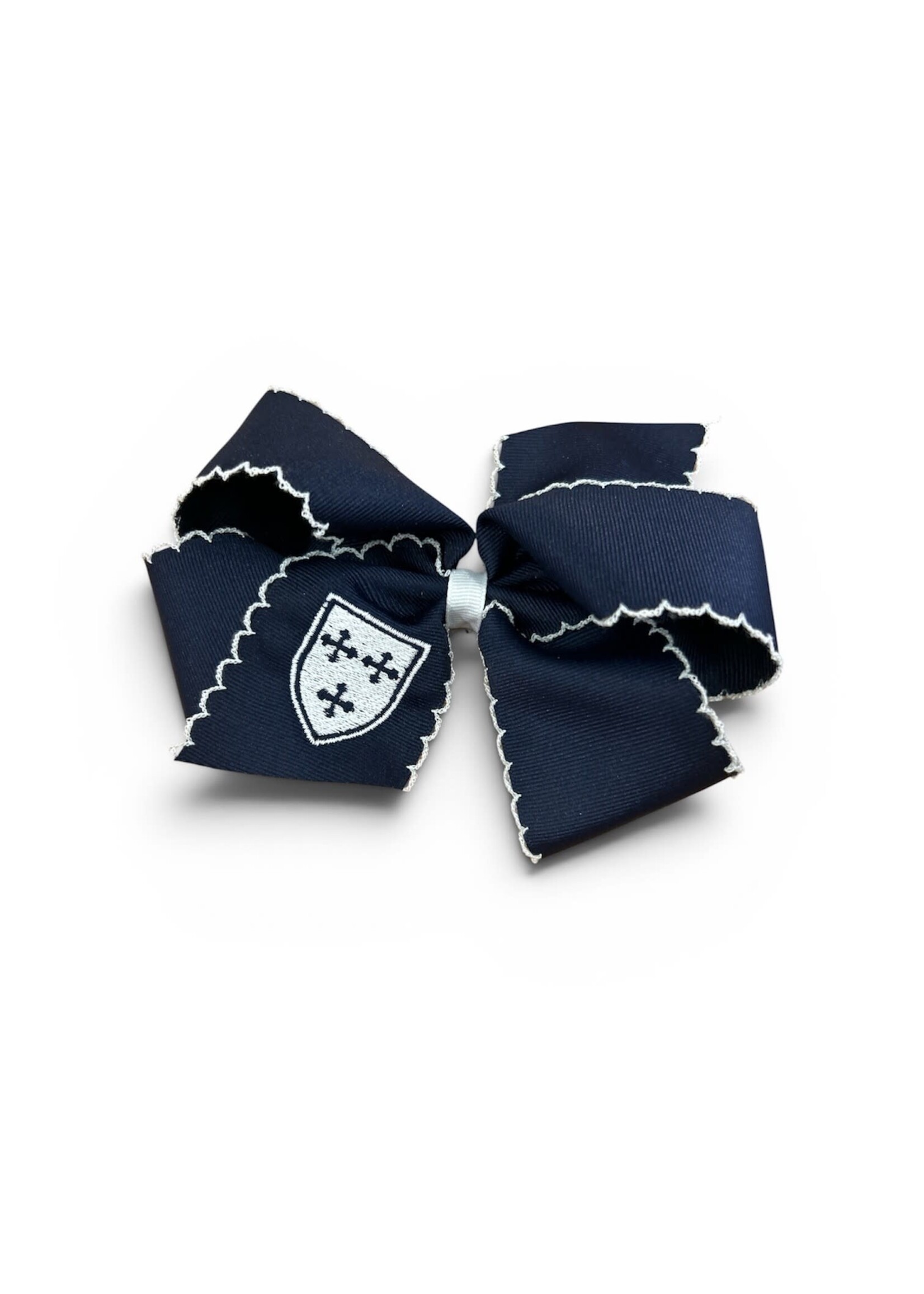 Wee Ones KING Emb Moonstitch Bow Navy with Shield
