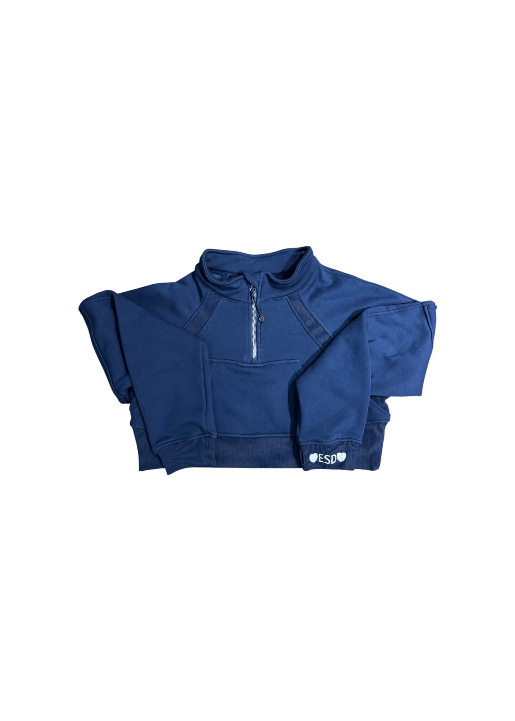 AZARHIA Oversized Cropped 1/4 Zip Navy
