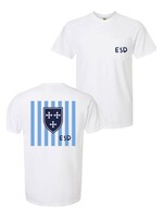 EN WHITE T-SHIRT SHIELD W/ STRIPES