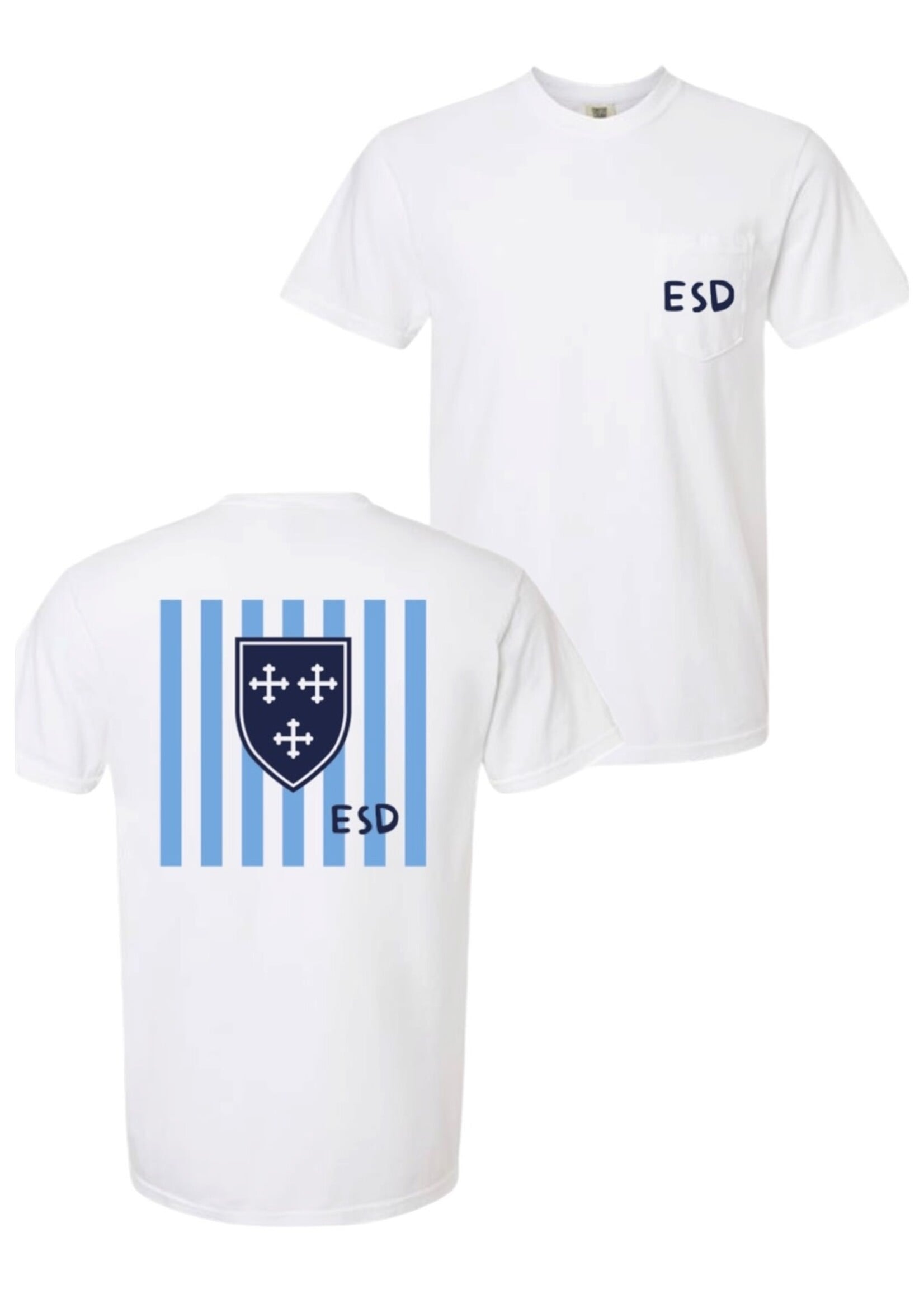 EN WHITE T-SHIRT SHIELD W/ STRIPES