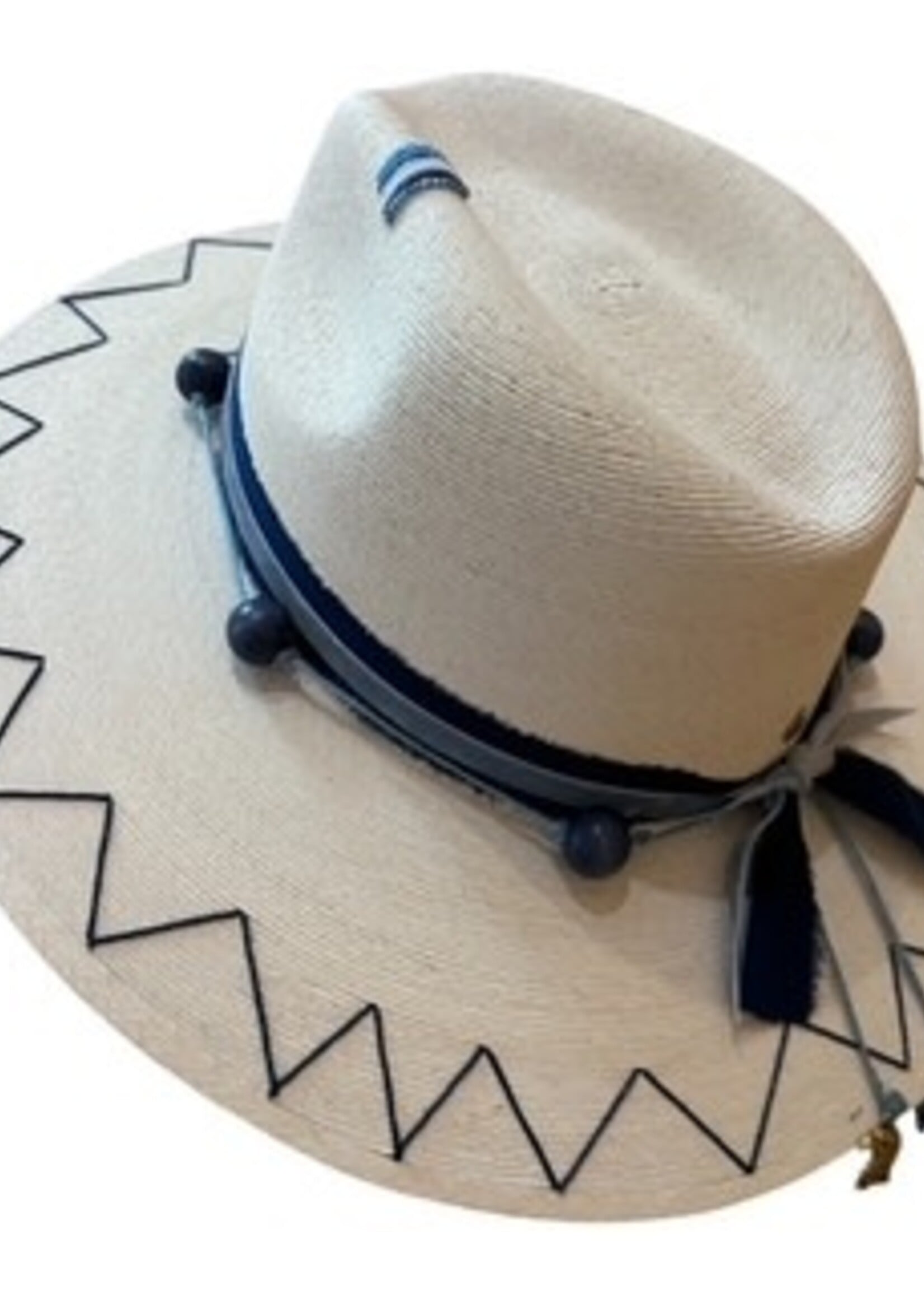 CS Custom Palm Hat with Ombre Beads and Large Navy Beads