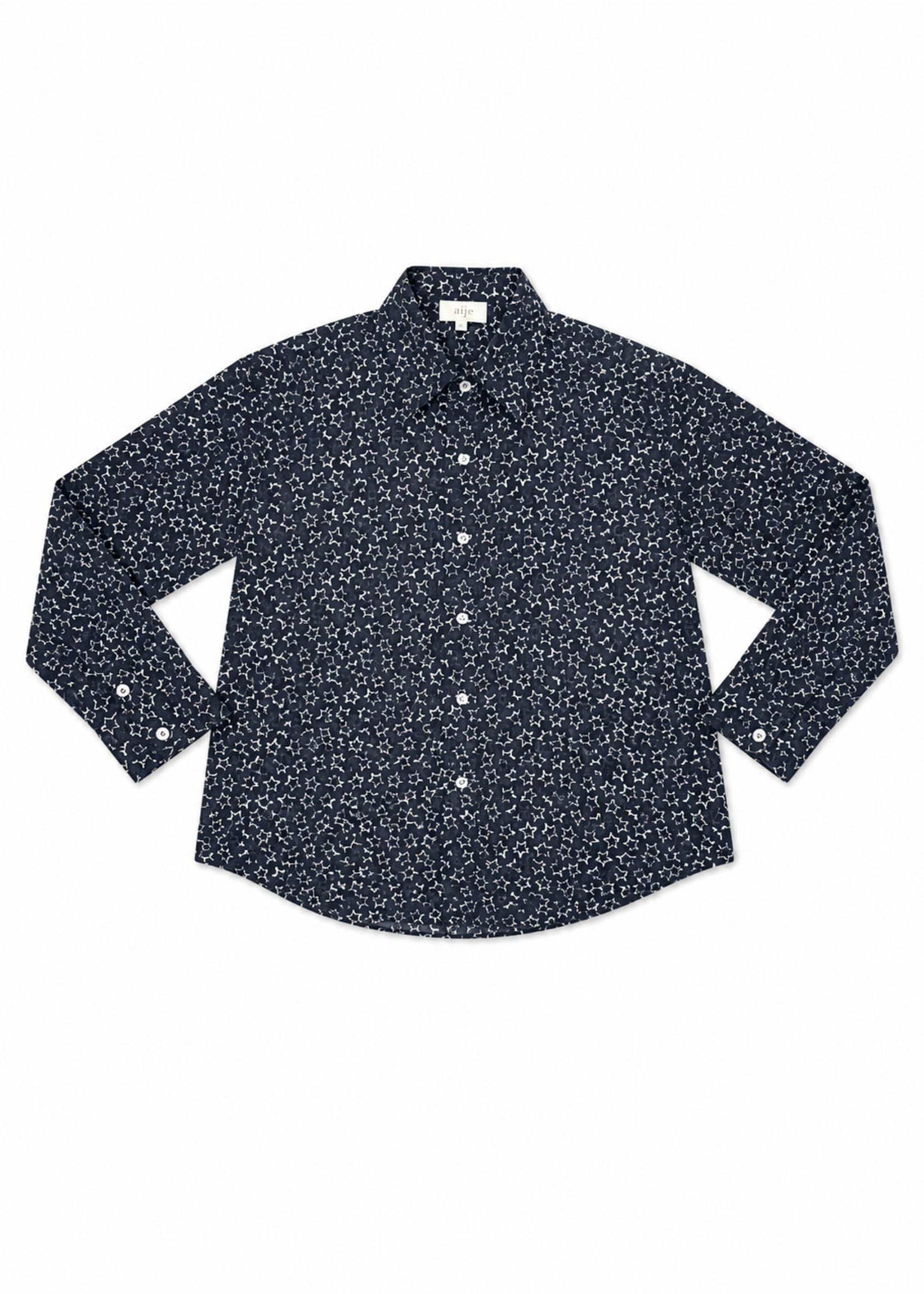 PINCH Women's Button Down Blouse Navy with White Stars