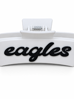 FAN GLAM White Hairclip with Script Eagles in Navy