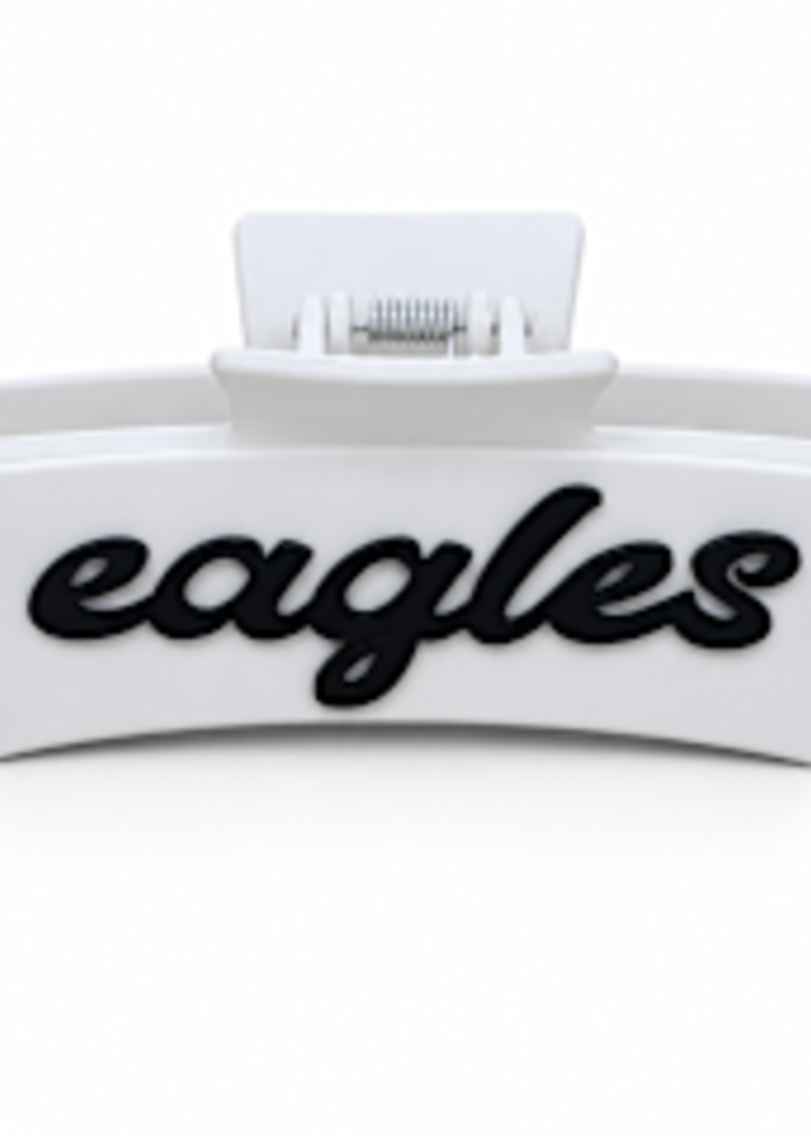 FAN GLAM White Hairclip with Script Eagles in Navy