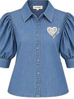 EE SOME DENIM BUBBLE SLEEVE HEART GO EAGLES