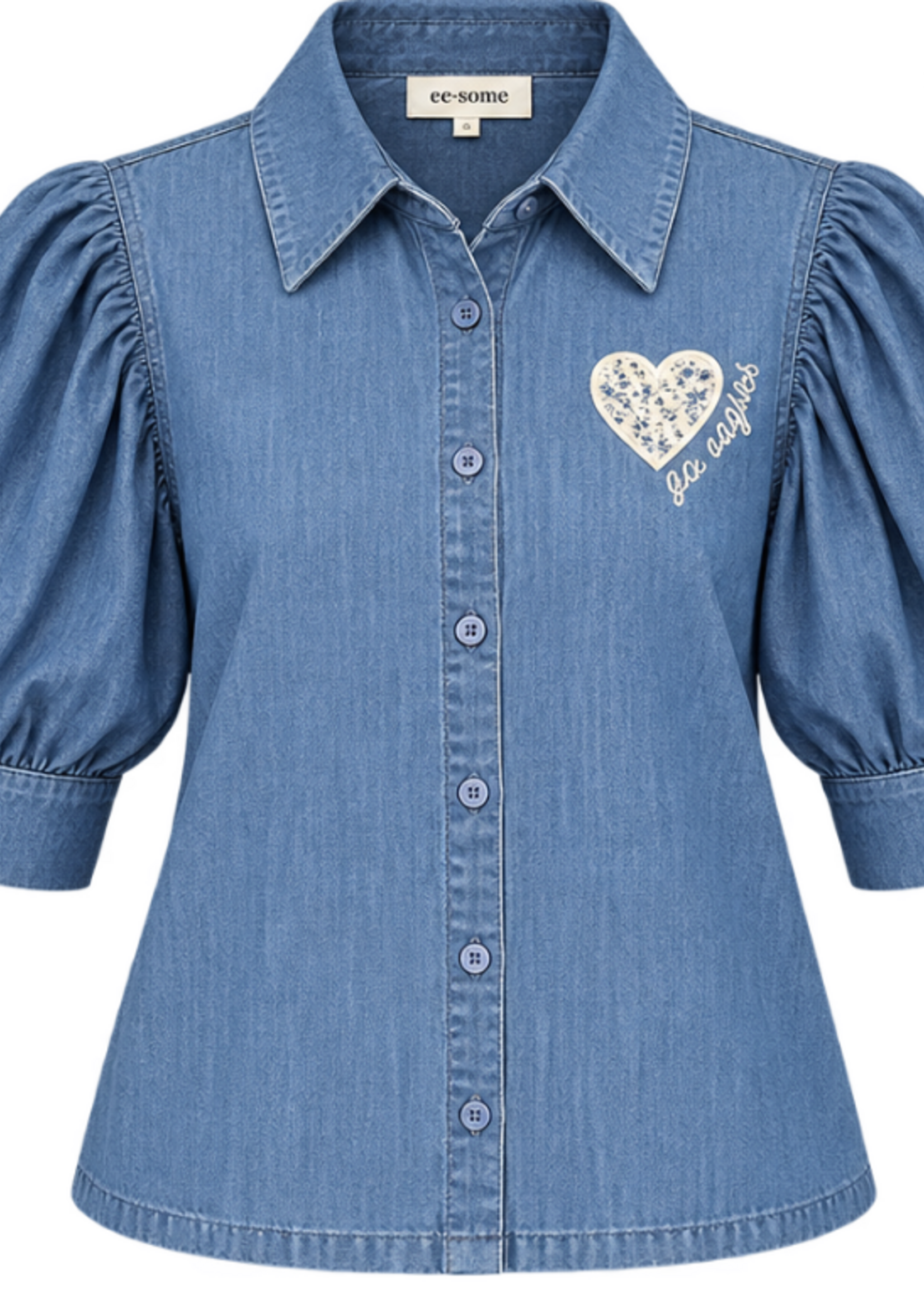 EE SOME DENIM BUBBLE SLEEVE HEART GO EAGLES