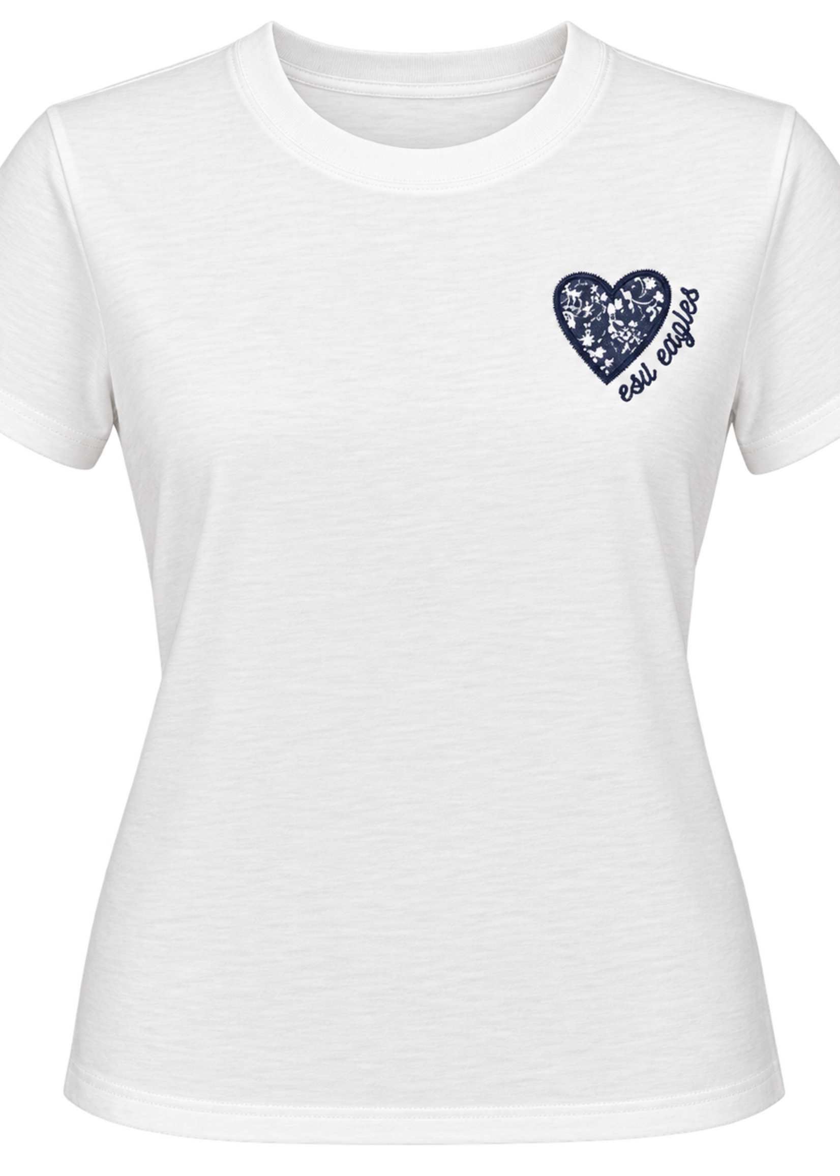BE COOL WHITE TEE FLORAL HEART ESD EAGLES