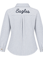 BE COOL LS STRIPED BLOUSE WITH EAGLES ON BACK