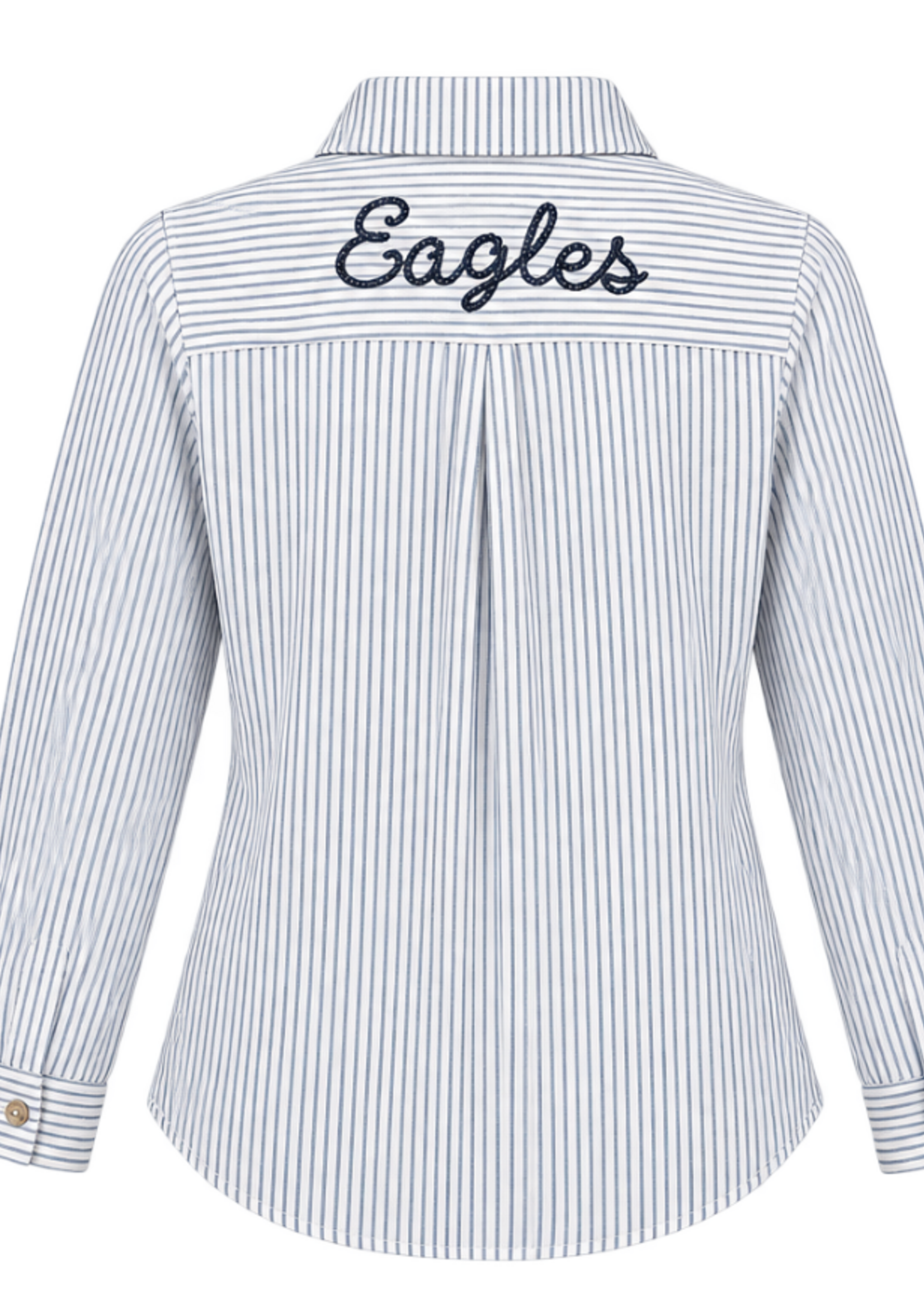 BE COOL LS STRIPED BLOUSE WITH EAGLES ON BACK