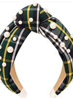 HEADBAND CAMPBELL PLAID W/ PEARLS