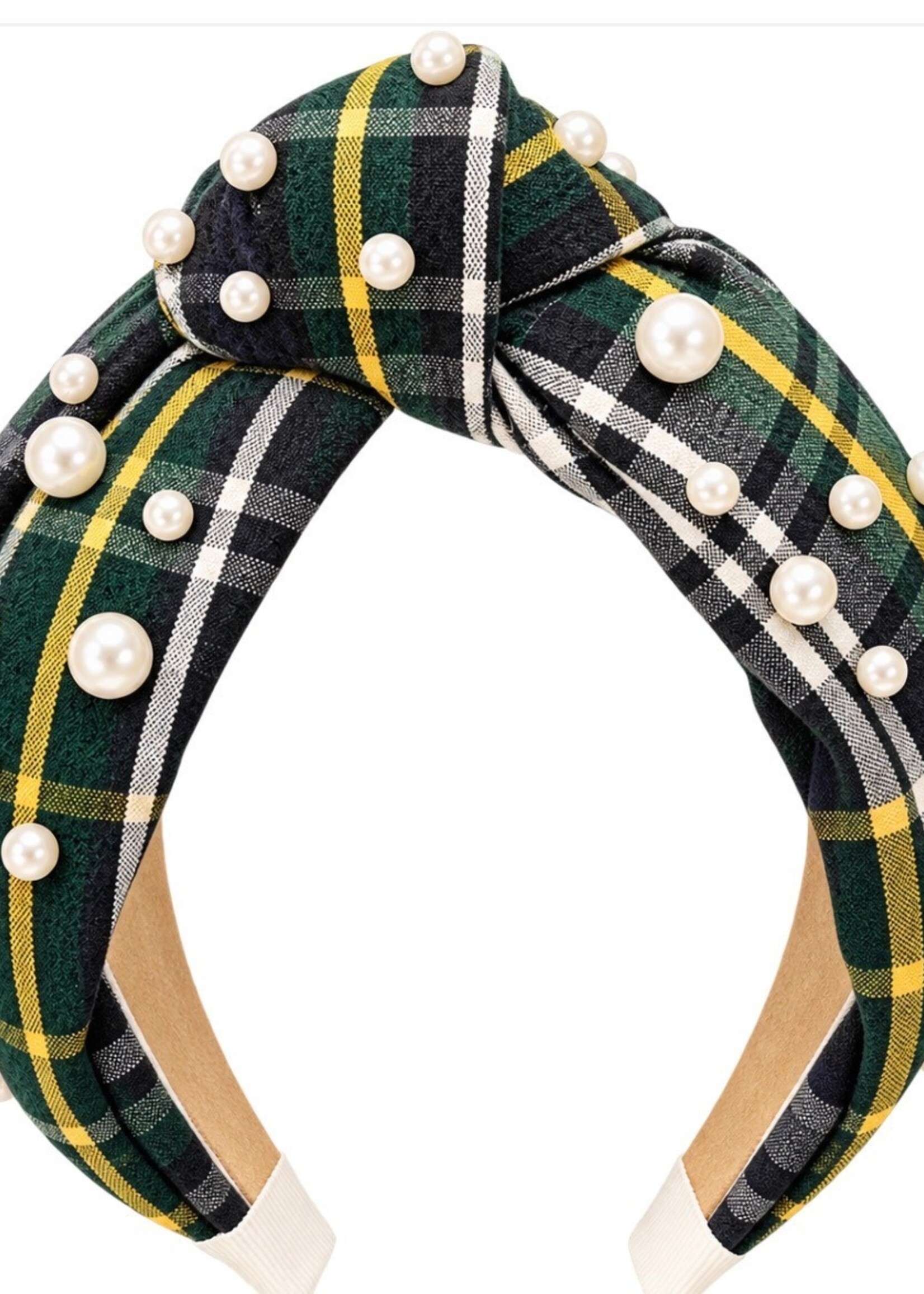 HEADBAND CAMPBELL PLAID W/ PEARLS