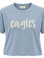 BE COOL BLUE CROPPED EAGLES TEE