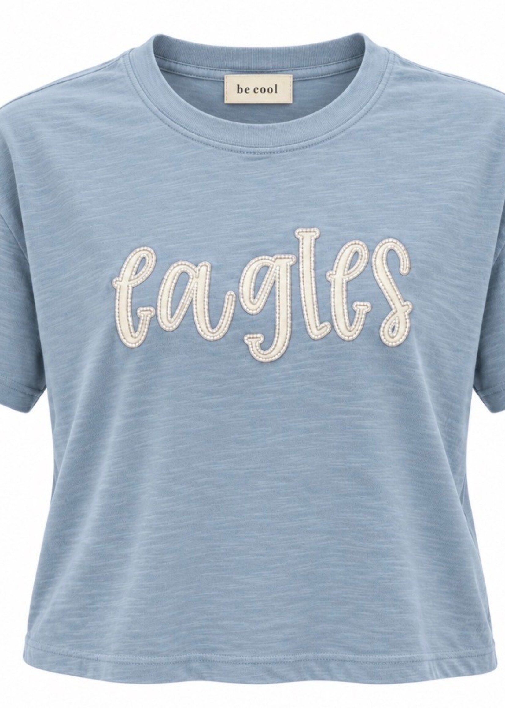 BE COOL BLUE CROPPED EAGLES TEE