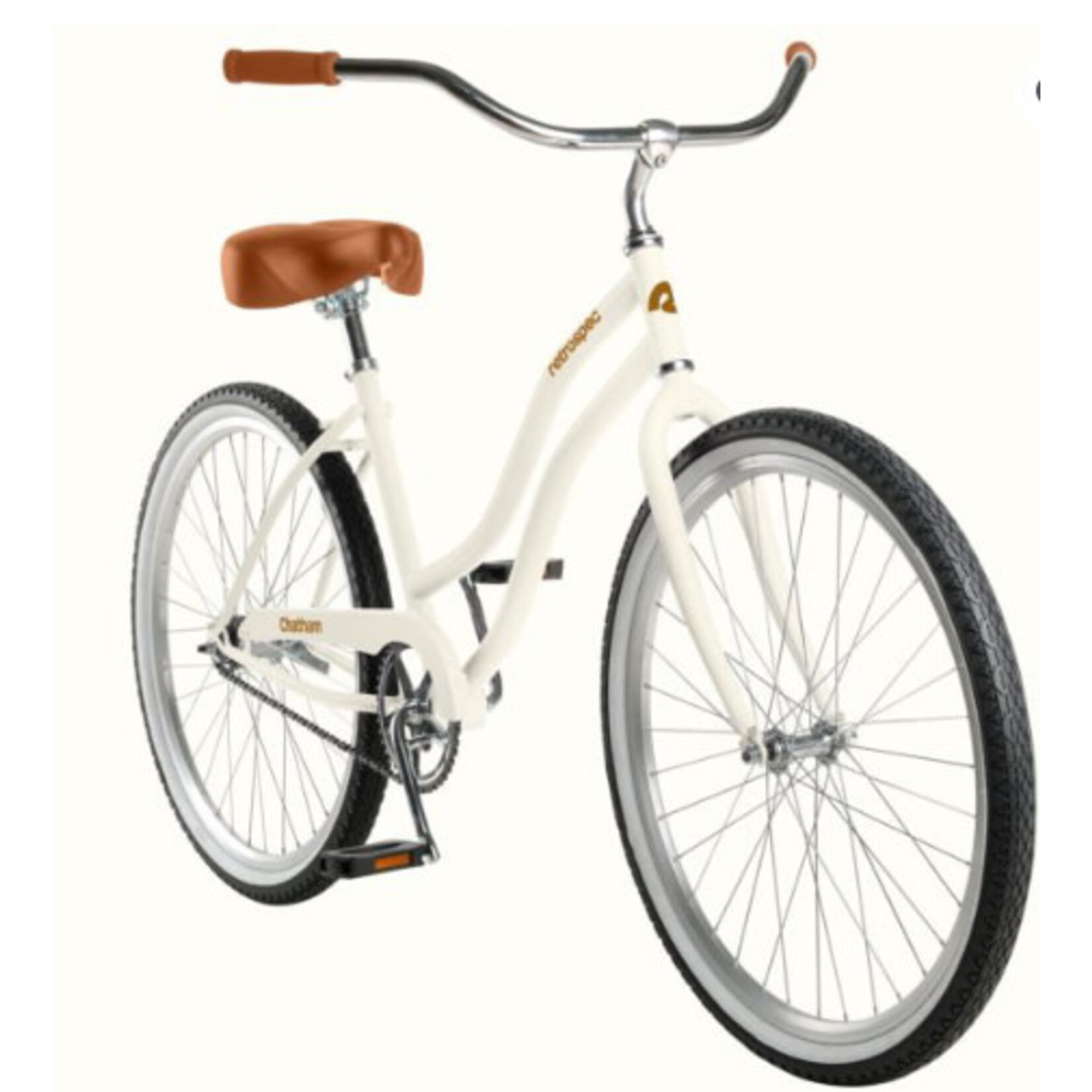 retrospec Chatham Beach Cruiser Bike - Step Through Single Speed-Eggshell