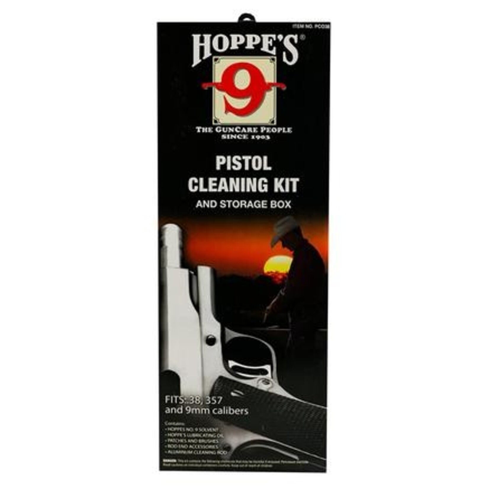 HOPPE'S PRODUCTS HOPPES 9 PCO38 9MM, .357, .38CAL CLEANING KIT HANDGUN/W CASE