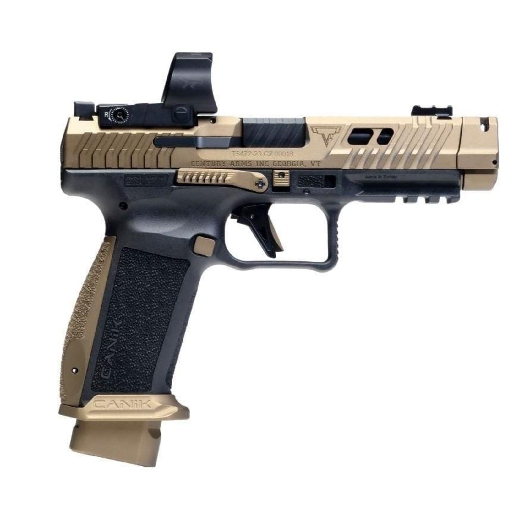 CANIK ARMS CANIK TTi COMBAT W/ MECHANIX OPTIC 9MM, 4.6''BBL, BURNT BRONZE, 18+1