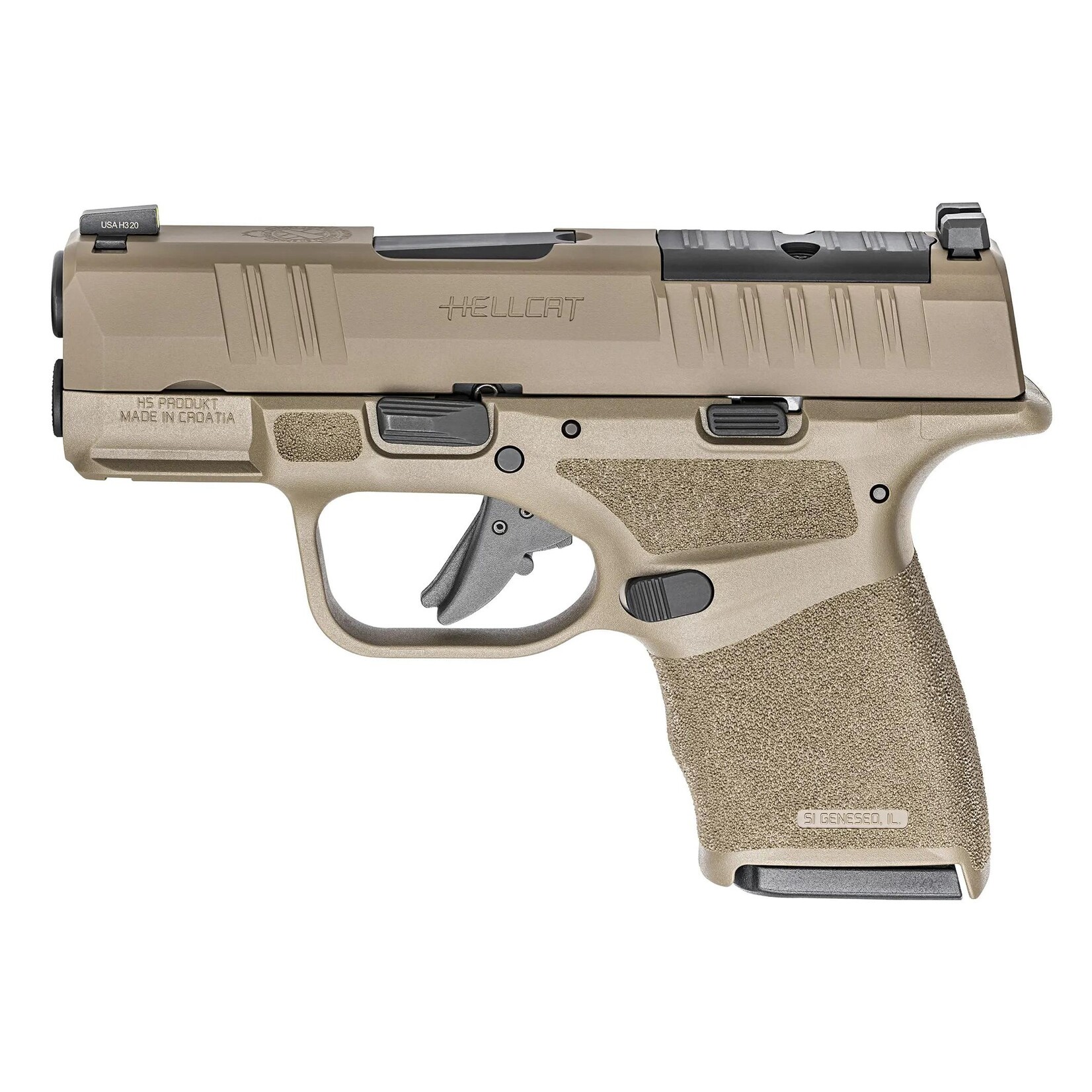 SPRINGFIELD SPRINGFIELD, HELLCAT OSP, 9MM, 3"BBL, FDE, 13+1