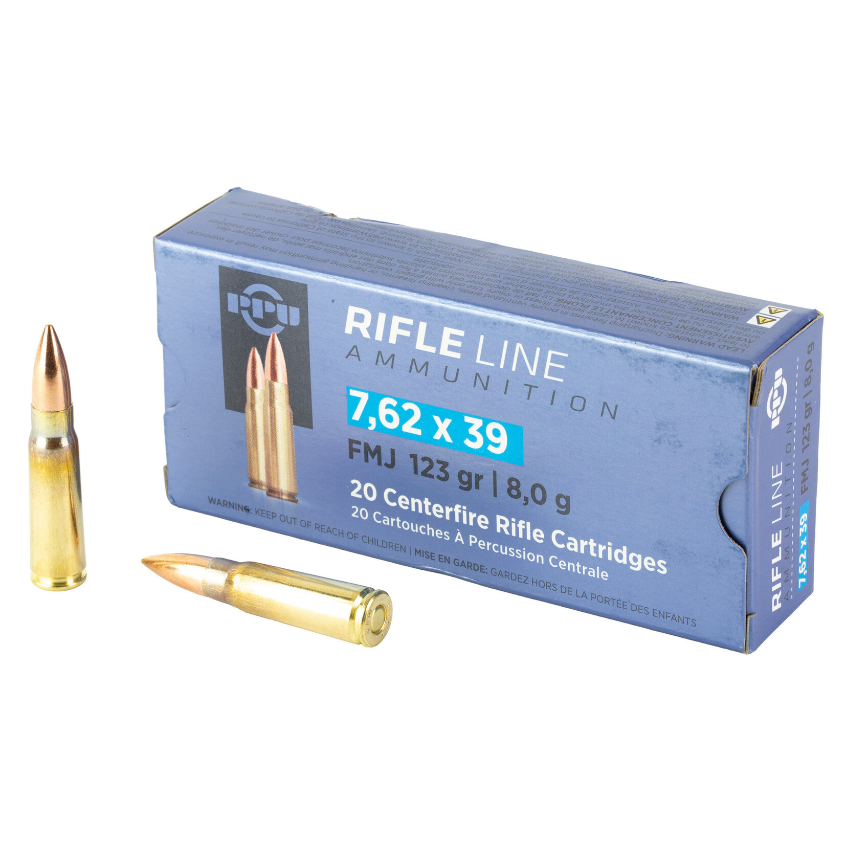 PPU AMMO PPU AMMO 7.62X39, 123GR, FMJ, 20RDS