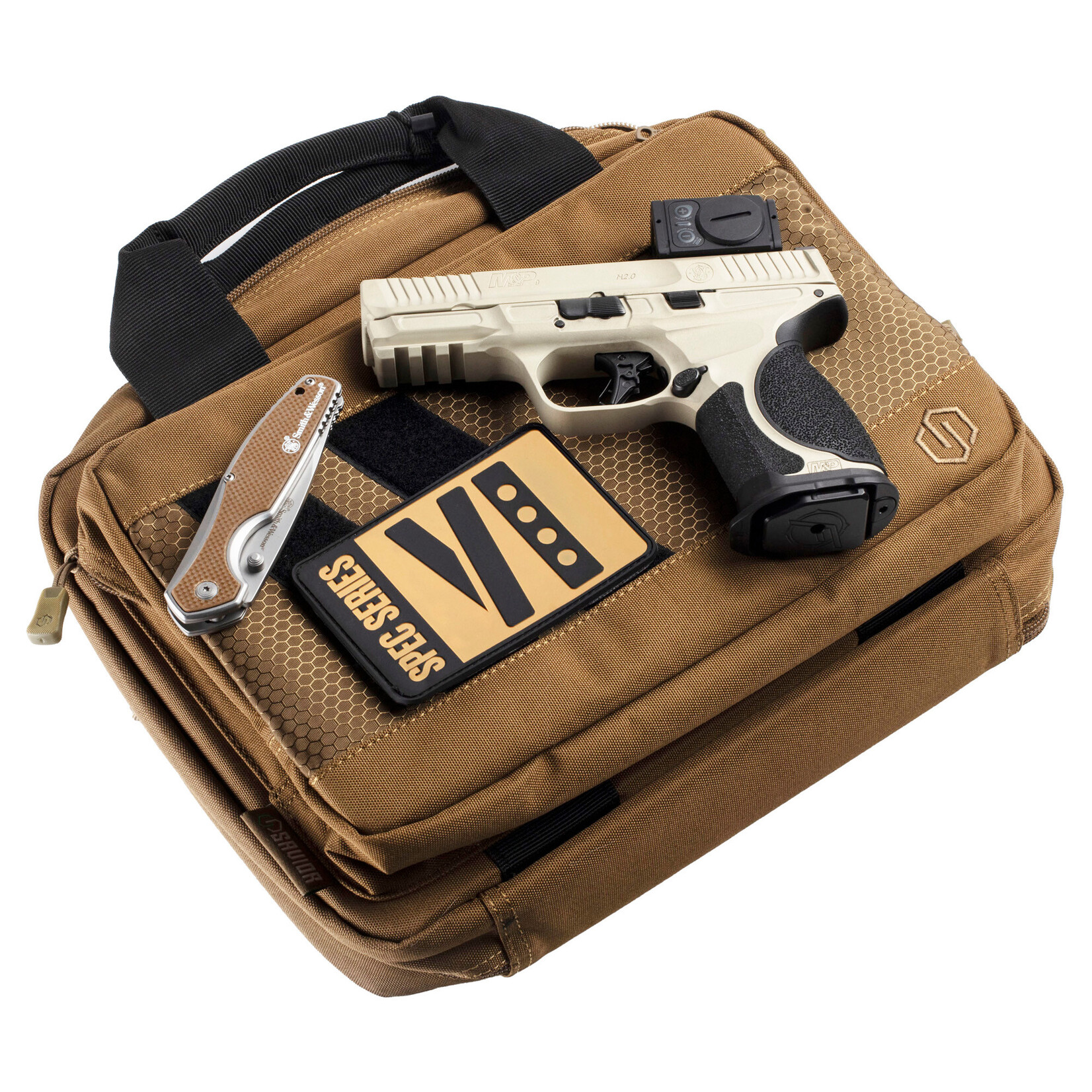 SMITH & WESSON S&W M&P, M2.0 KIT, 9MM, 4''BBL, TAN MTL W/OPTIC, 15+1