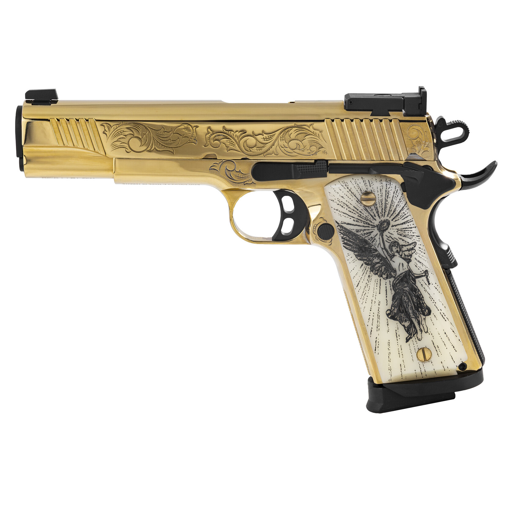 GIRSAN FIREARMS GIRSAN MC1911 38 SUPER, 5.0''BBL, GOLD W/ PRL GRIPS, 9+1