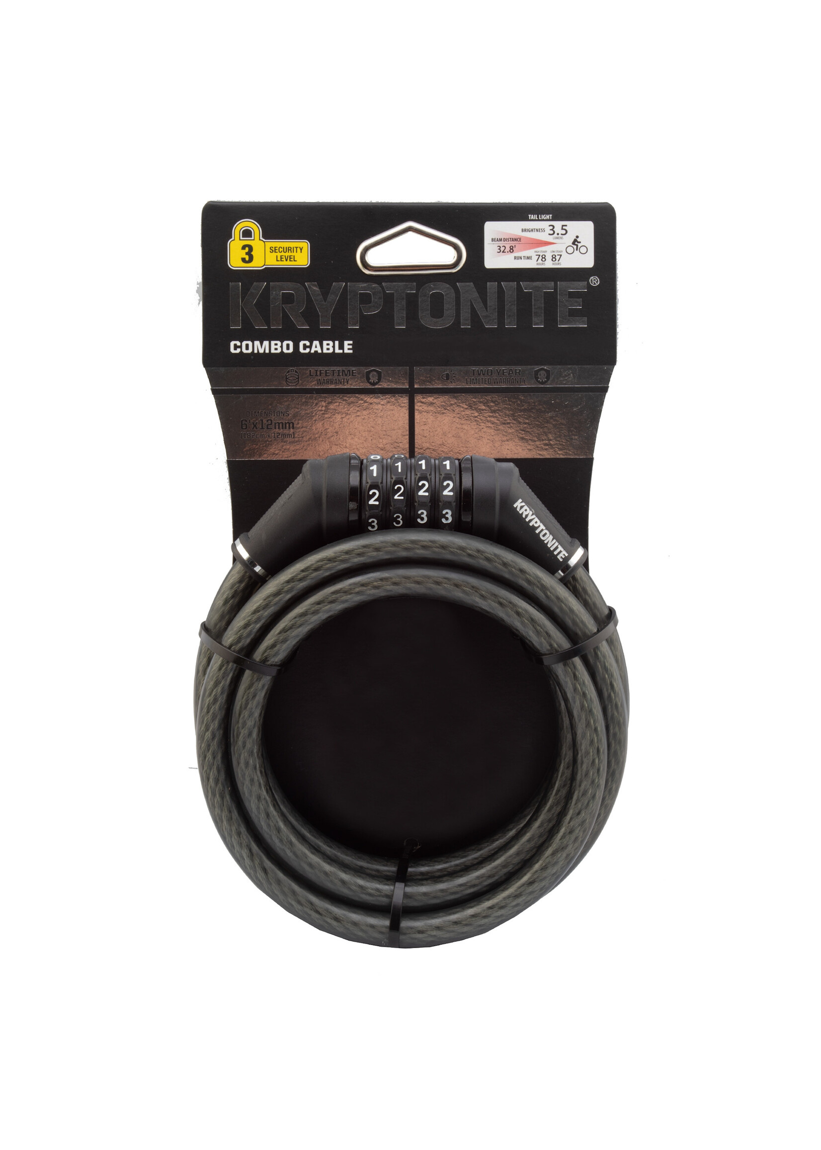 Kryptonite Kryptonite Cable Lock w/ Bonus Tailight