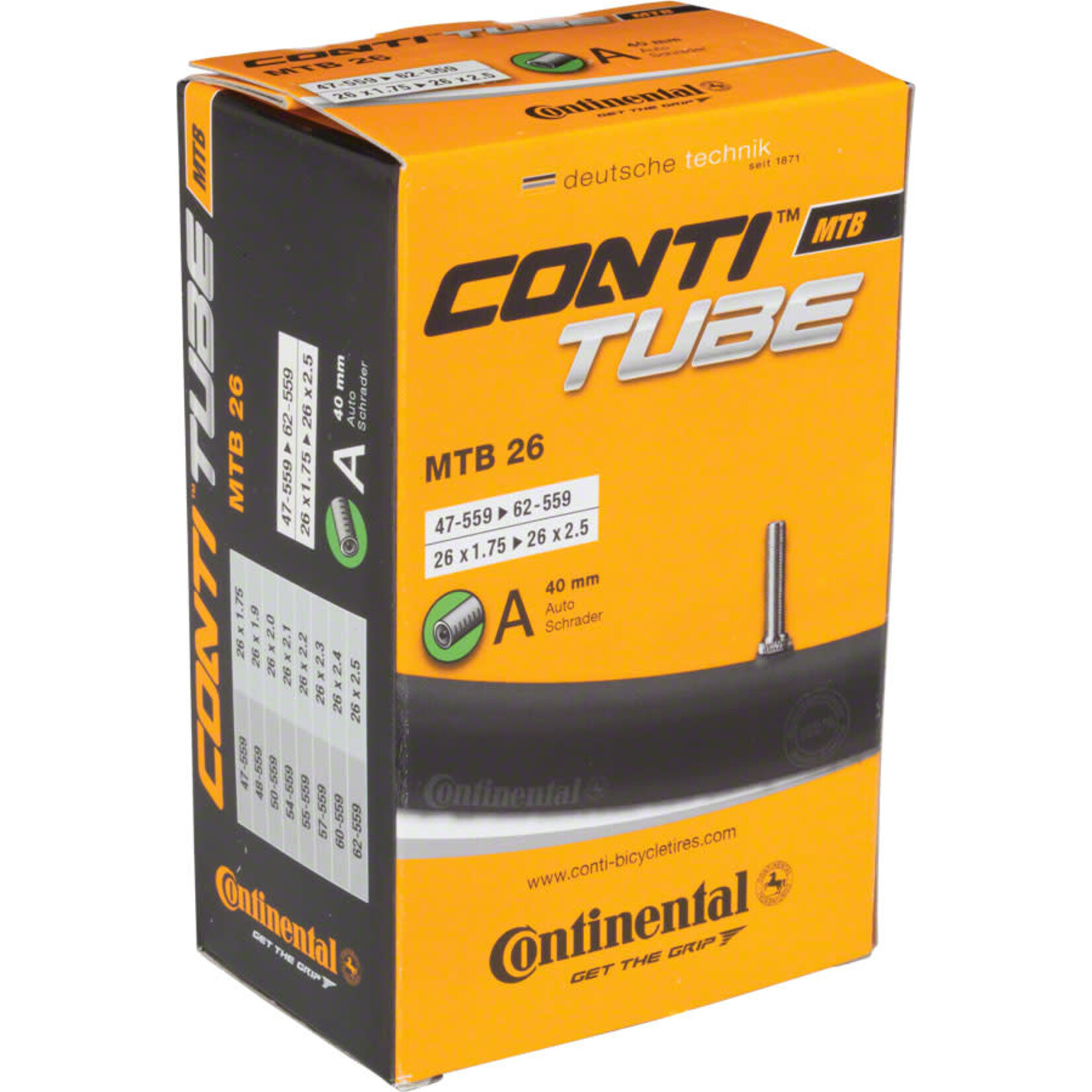 Continental Continental Standard Tube - 26 x 1.75 - 2.5, 40mm Schrader Valve