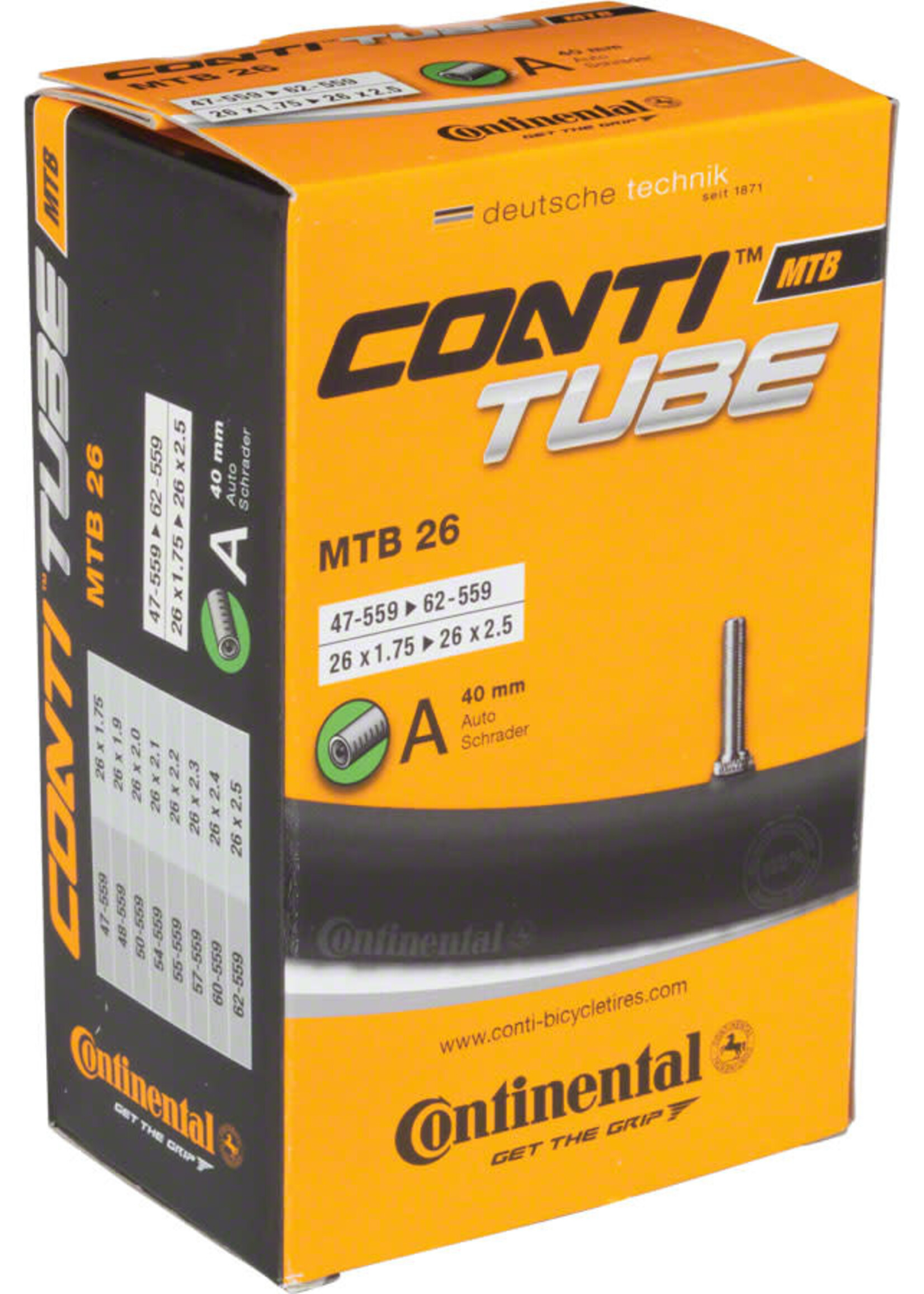 Continental Continental Standard Tube - 26 x 1.75 - 2.5, 40mm Schrader Valve
