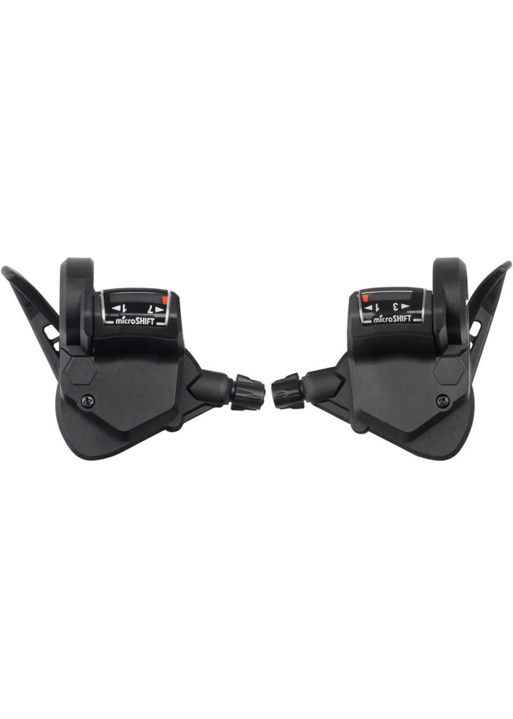 Microshift microSHIFT TS38 Thumb-Tap Shifter Set - 7 Speed, Triple, Optical Gear Indicator, Shimano Compatible