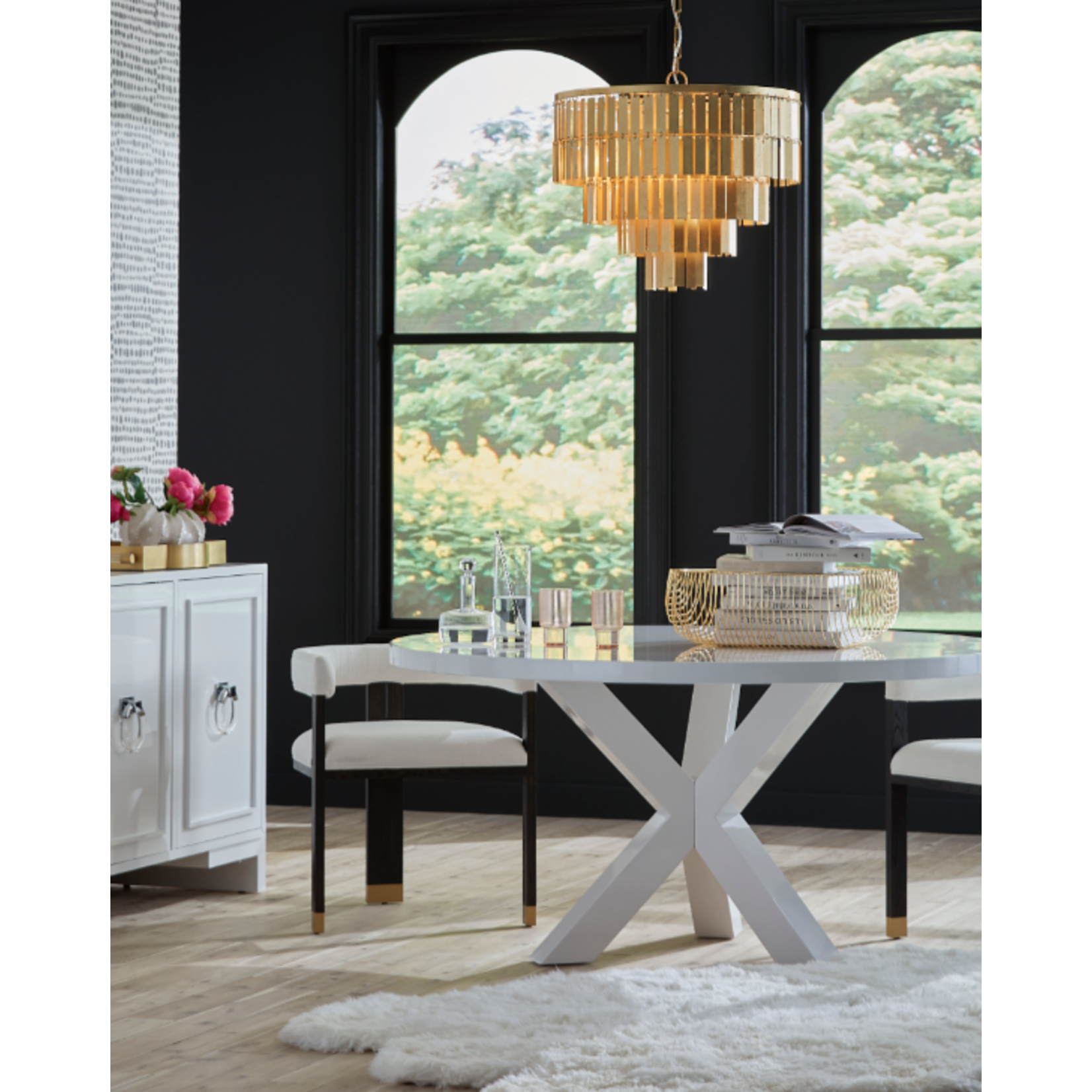 Worlds Away Lacquer Round Dining Table