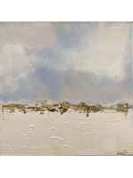 Textured White Blue2 Landscape w/ Gold Leaf