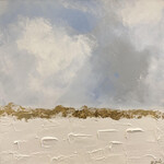 Textured White Blue1 Landscape w/ Gold Leaf