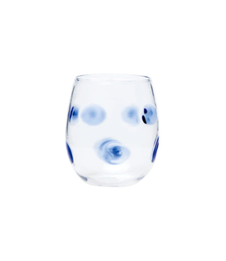 Vietri Drop Blue Stemless Wine Glass