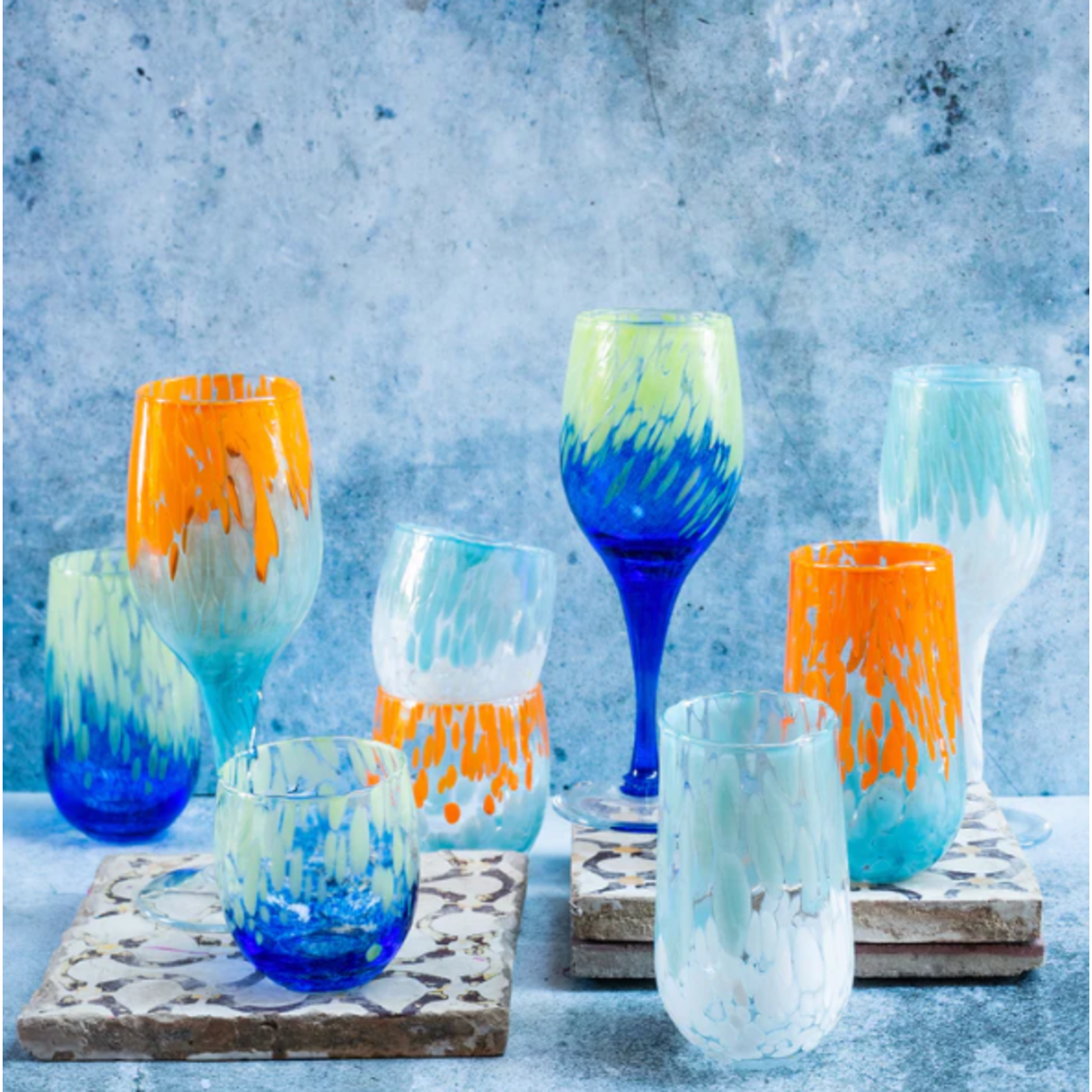 Nuvola Light Blue and White Wine Glass