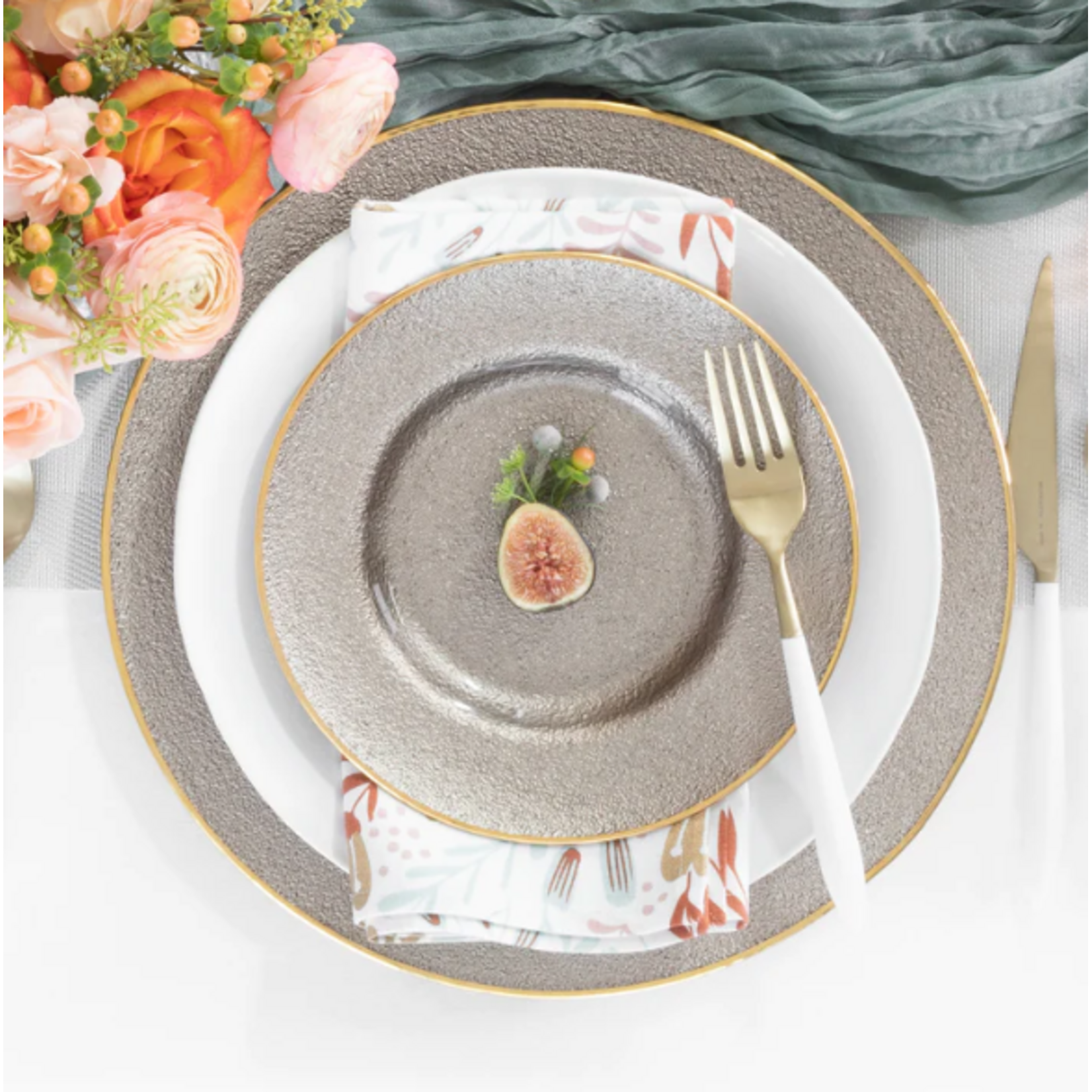Metallic Glass Fawn Service Plate/Charger