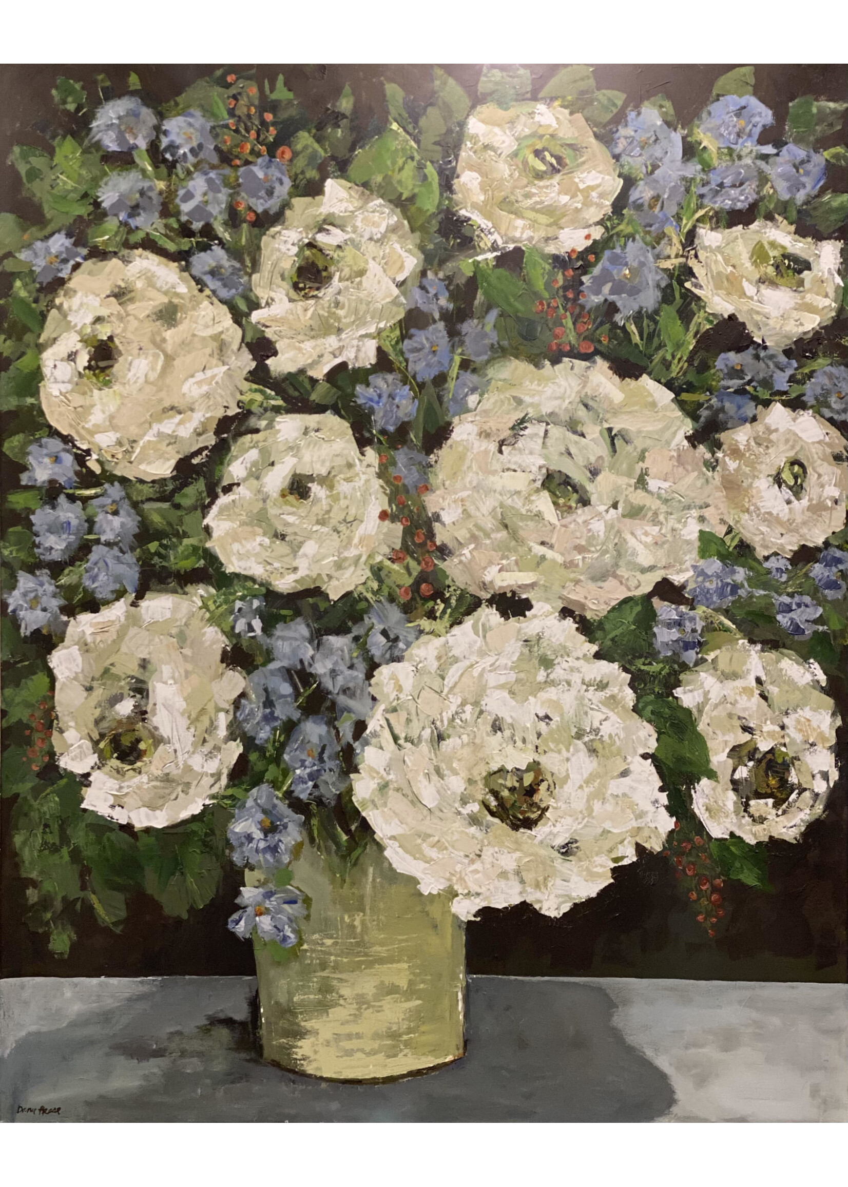 Flowers in Green Vase