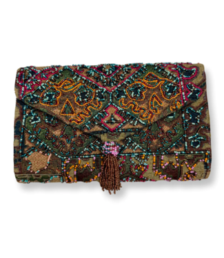 David Jeffery Designs Handbag Jacquard Beaded Fabric Tassel