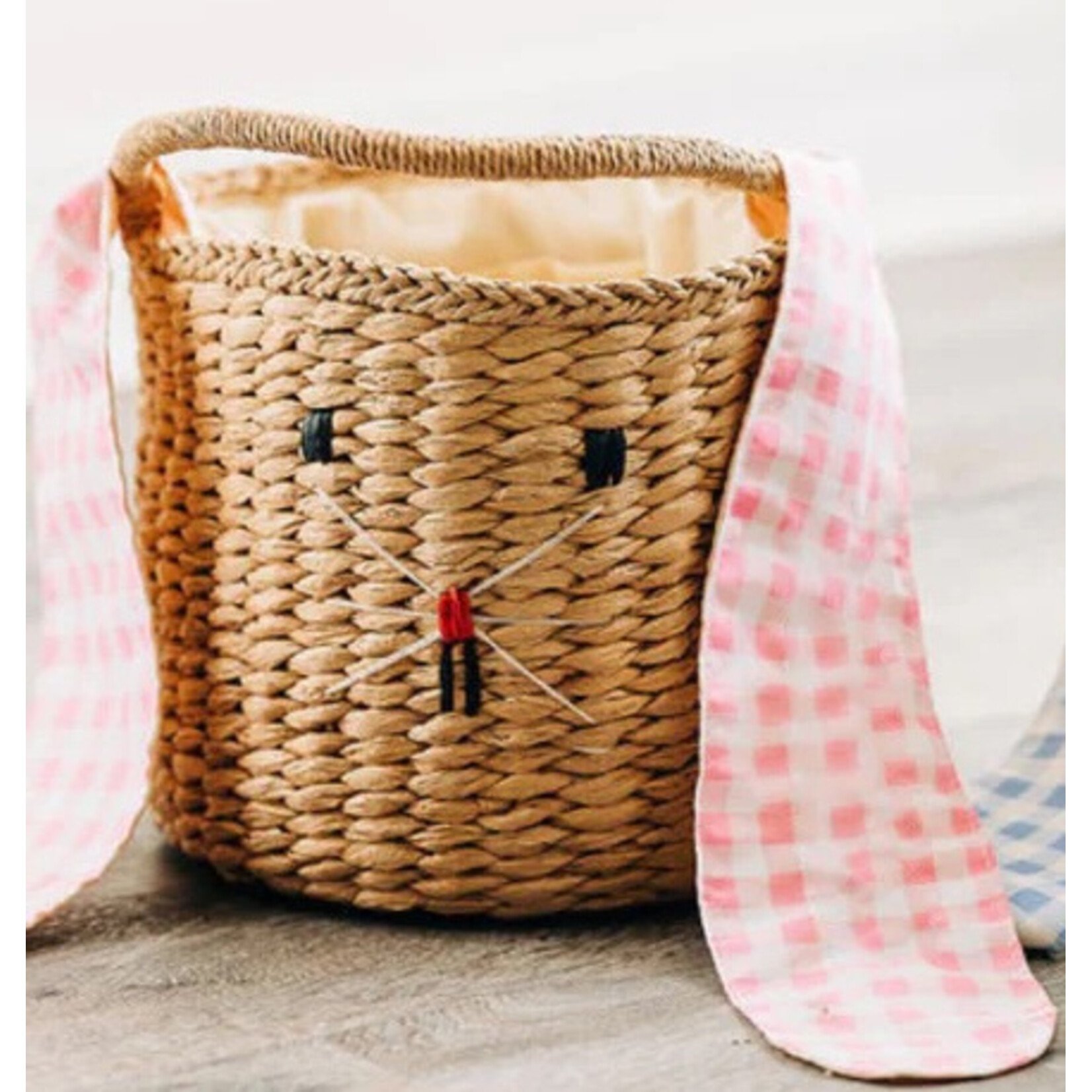 Pink Gingham Bunny Easter Basket