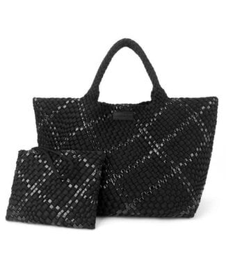 Parker and Hyde Black Metallic Oversized Woven Bag