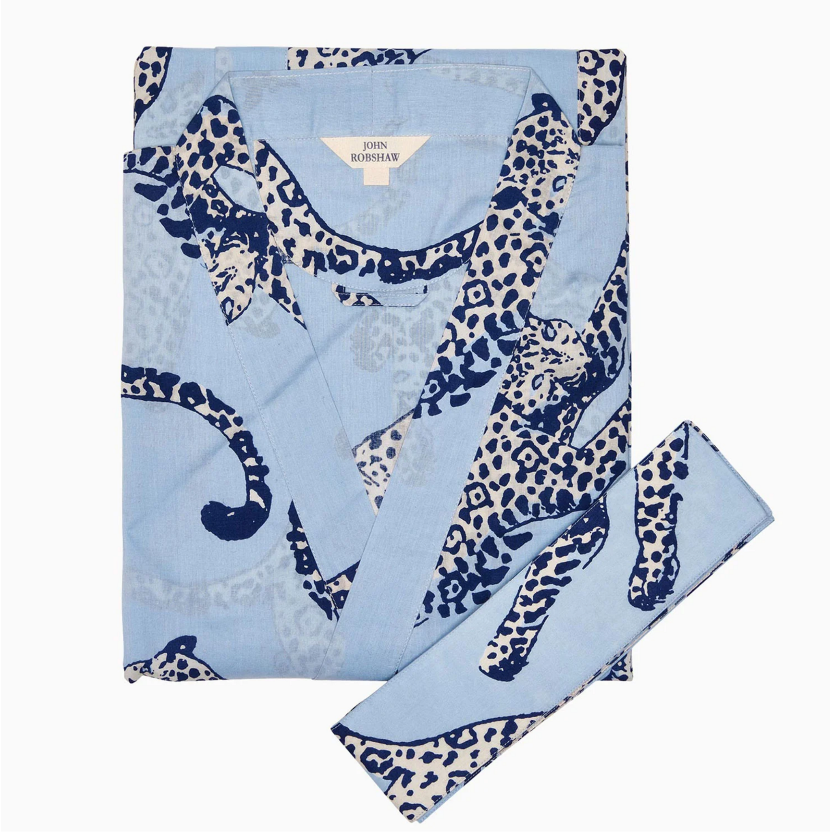 John Robshaw Blue Leopard Print Robe