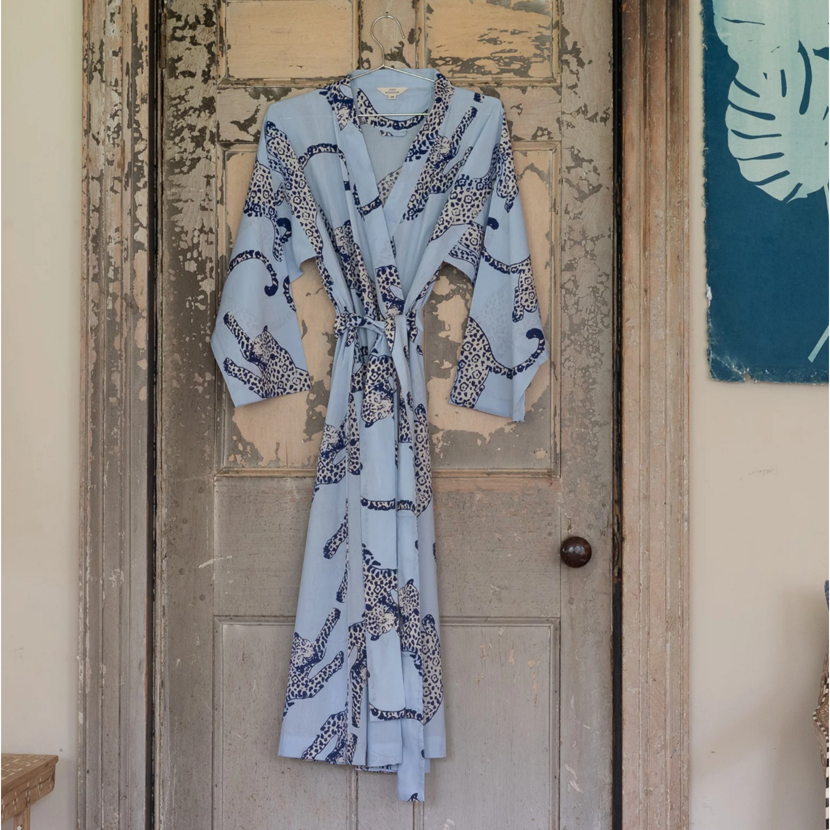 John Robshaw Blue Leopard Print Robe