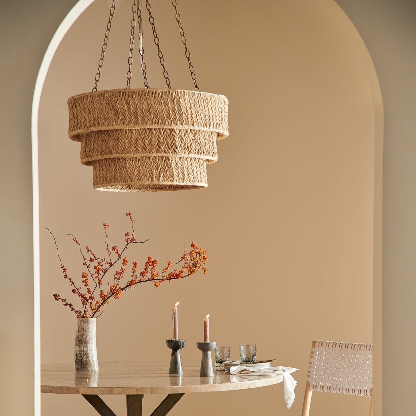 Natural Raffia Chandelier
