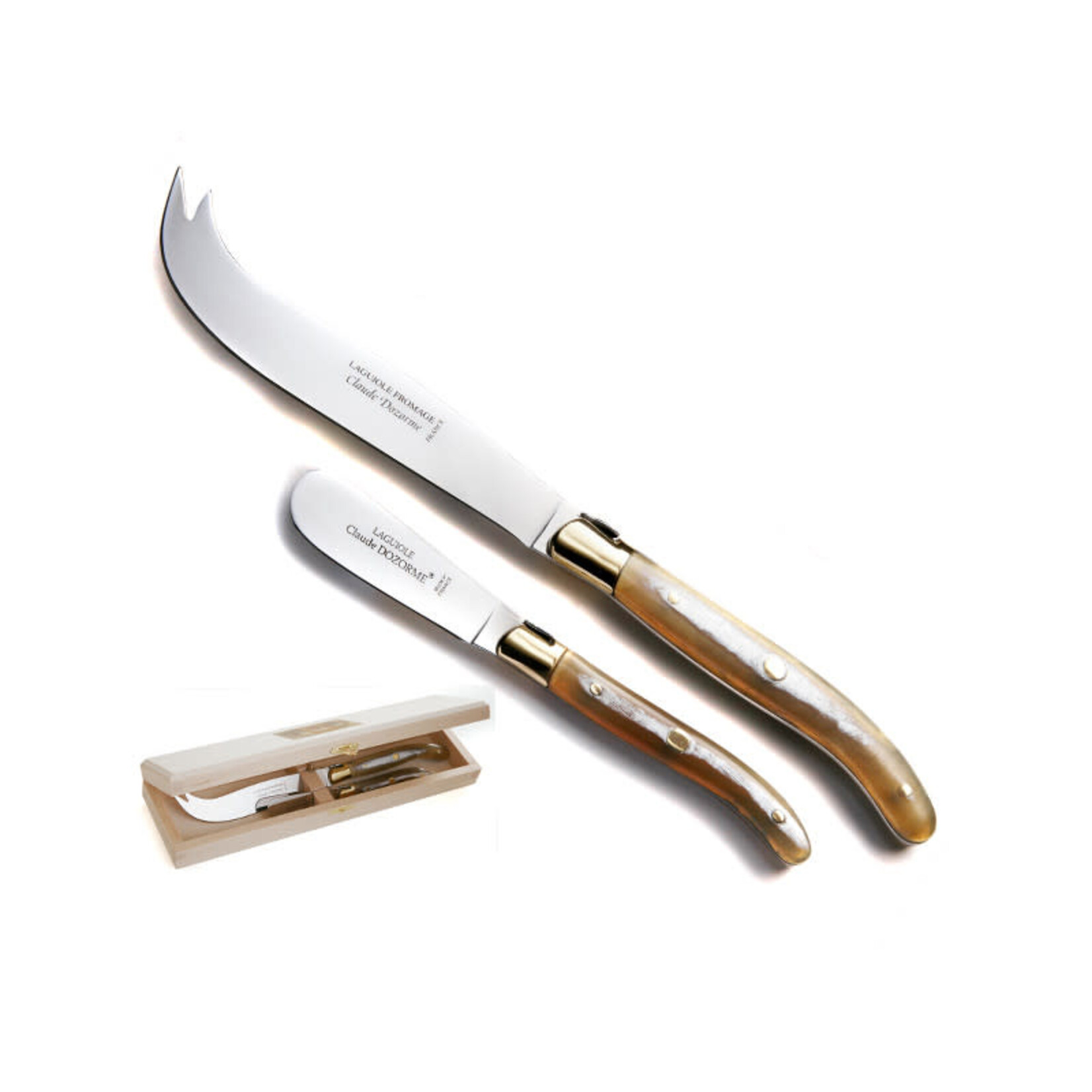 Laguiole Cheese Knife and Spreader Set - Horn Handle