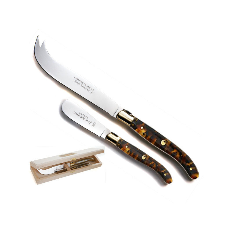 Laguiole Boxed Cheese Knife and Spreader Bee Flake Handle