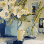 Blue Pitcher with Flowers