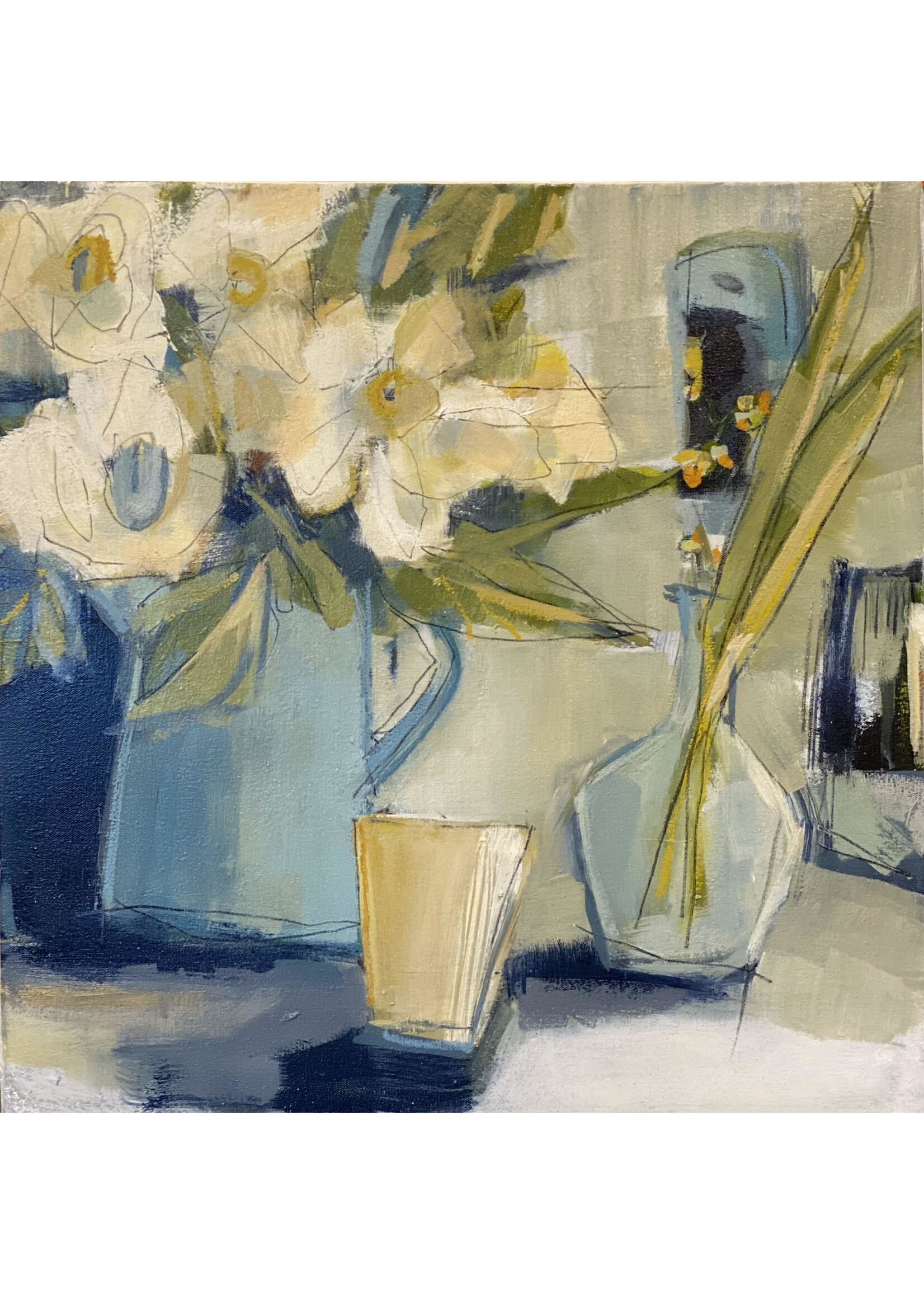 Blue Pitcher with Flowers