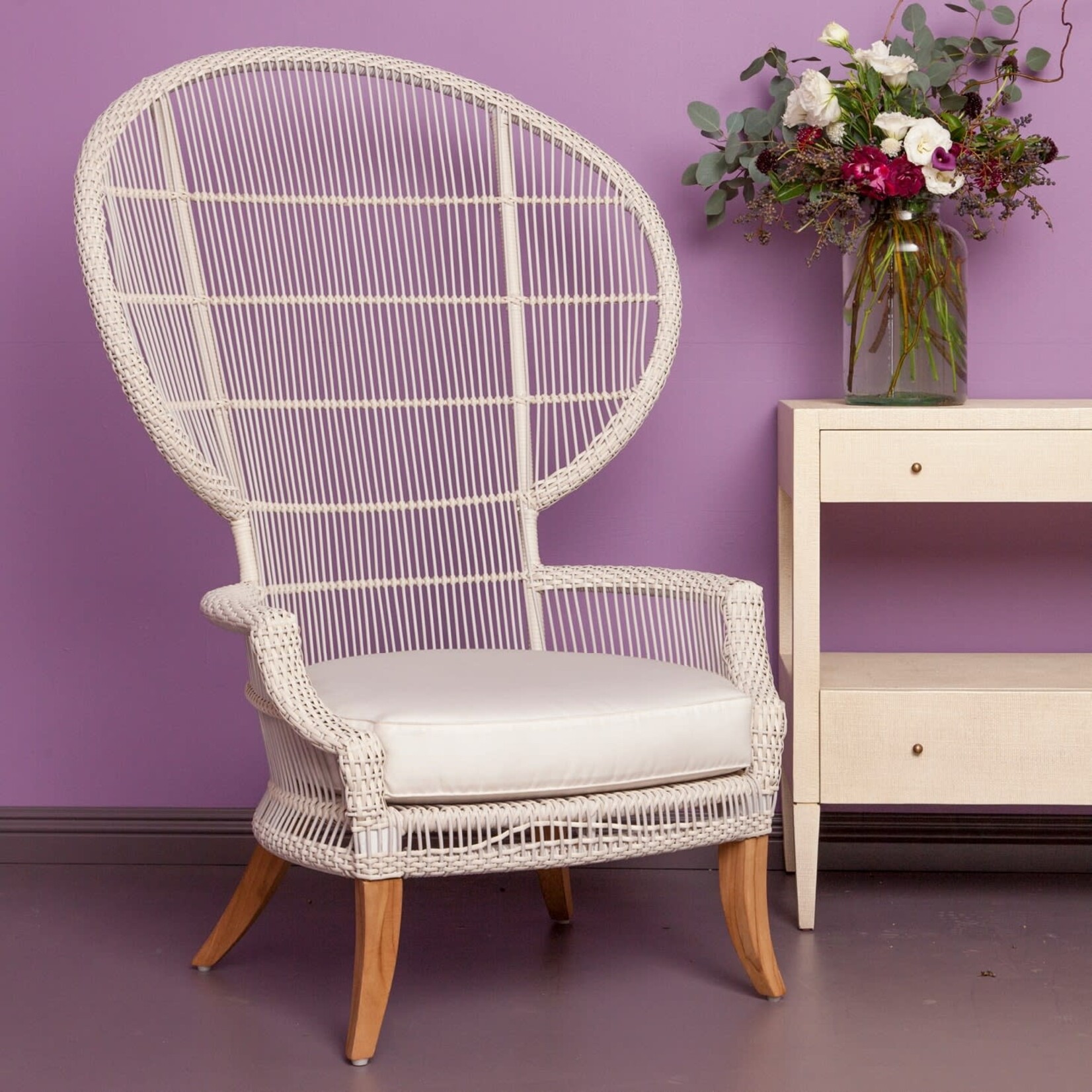 Made Goods Off White Linen Wrapped Nightstand